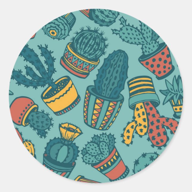 Plant pattern classic round sticker (Front)
