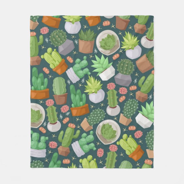 Plant pattern fleece blanket (Front)