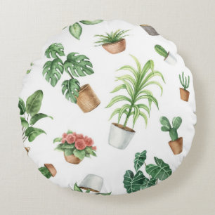 Plant pattern round cushion