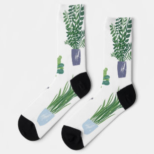 Plant pattern socks
