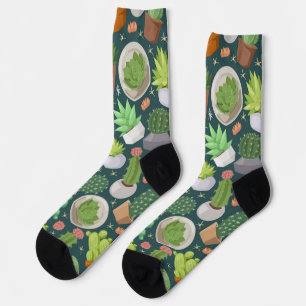 Plant pattern socks