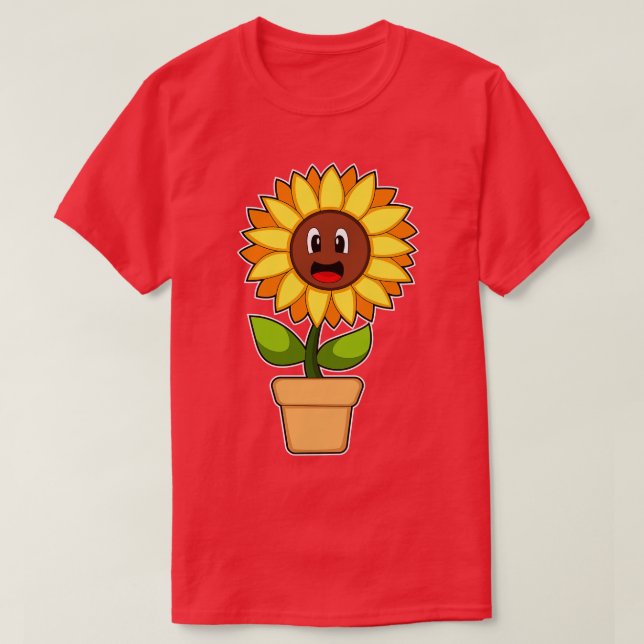 Plant pot Sunflower Flower T-Shirt (Design Front)