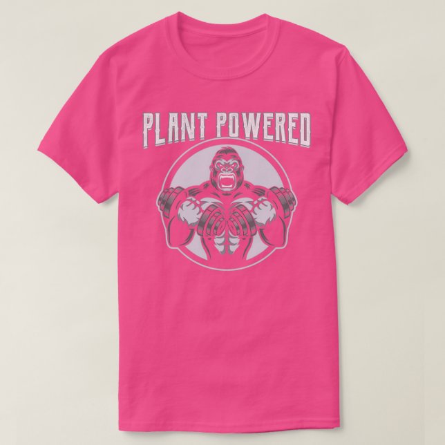 Plant Powered Gorilla Vegan Gym Weightlifter  T-Shirt (Design Front)