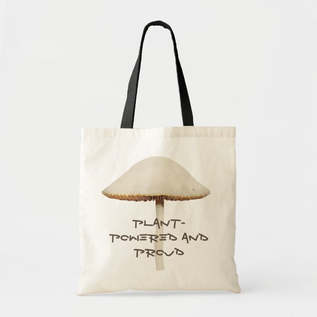 Plant Powered Vegan Ethical Kind Living Mushroom Tote Bag (Front)
