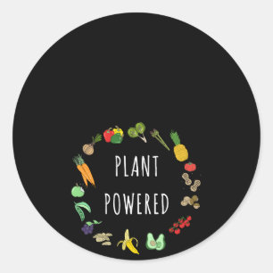Plant Powered Vegan Vegetarian Gif Classic Round Sticker