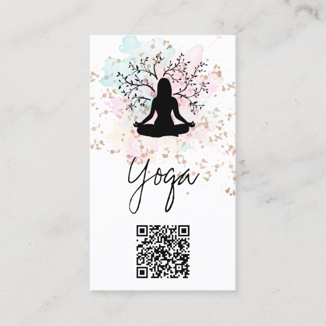*~* Plant QR AP33 Rainbow Spiritual Yoga Business Card (Front)