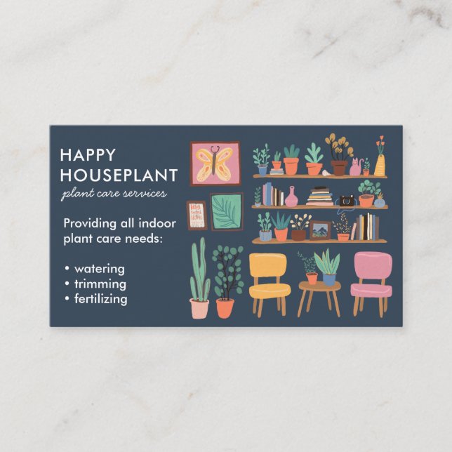 Plant Sitter Houseplant Plant Watering Housesittin Business Card (Front)