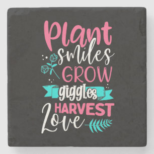 Plant Smiles Grow Giggles Love Stone Coaster