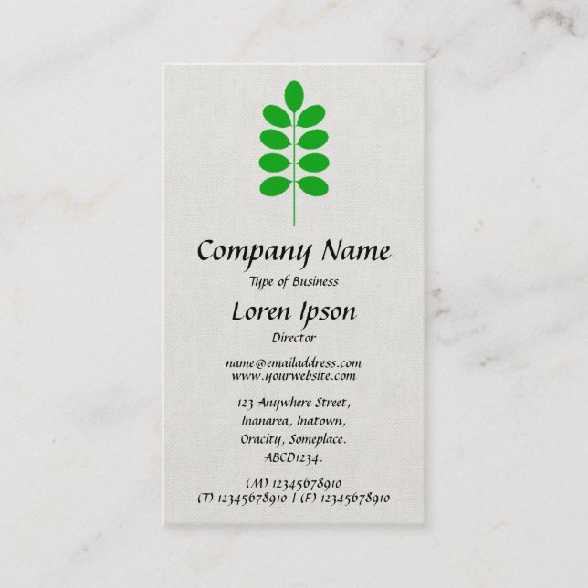 Plant Symbol - Green on Canvas Business Card (Front)