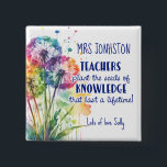 Plant the Seed of Knowledge Button, Dandelion  15 Cm Square Badge<br><div class="desc">Celebrate growth, learning, and inspiration with this “Plant the Seed of Knowledge” dandelion quote button 🌱🌼 A small but thoughtful gift, this pin is perfect for teachers, mentors, or anyone who inspires others. Featuring a delicate dandelion illustration and a meaningful quote, it’s a daily reminder that a little encouragement can...</div>