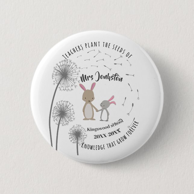 Plant the seed of knowledge Dandelion bunny rabbit 6 Cm Round Badge (Front)
