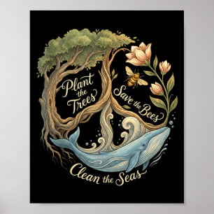 Plant the trees save the bees peace sign earth day