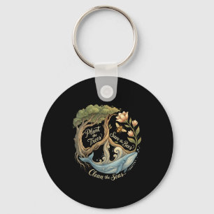 Plant the trees save the bees peace sign earth day key ring