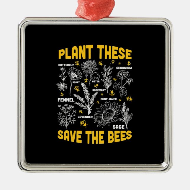 Plant These Save The Bees Metal Tree Decoration (Front)