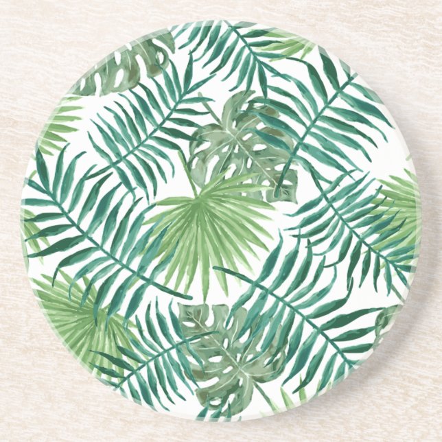Plant Tropical Botanical Palm Leaf Coaster (Front)