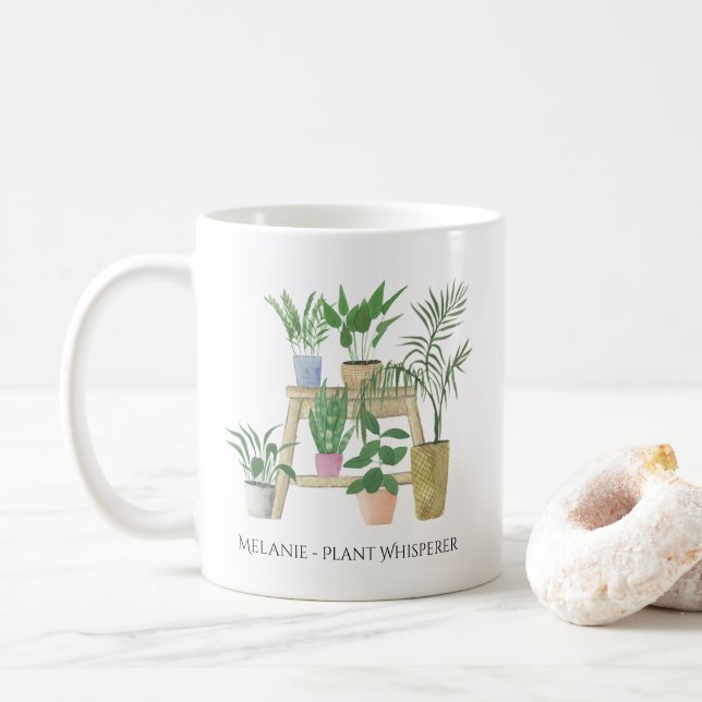Plant Whisperer - Houseplants - Monogram Coffee Mug (With Donut)