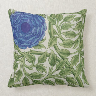 Plant with a blue flower (w/c on paper) cushion