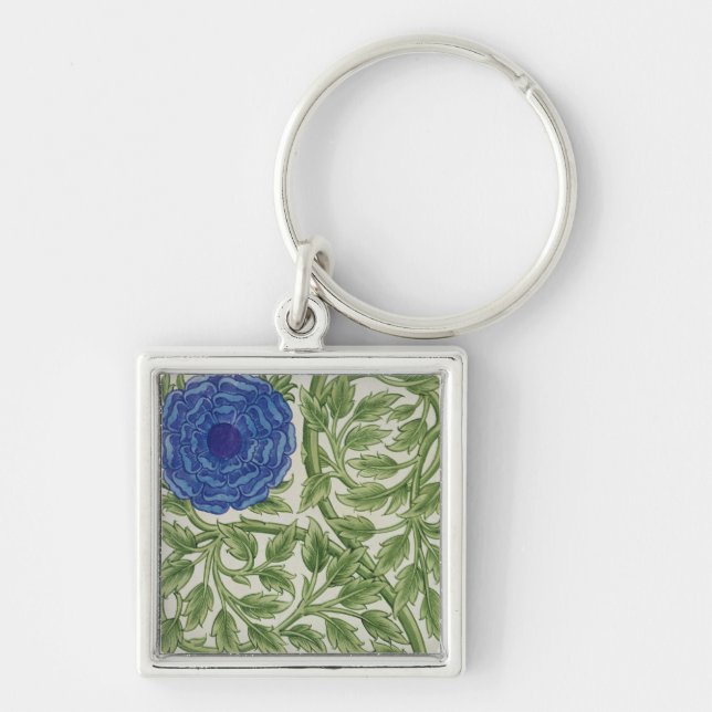Plant with a blue flower (w/c on paper) key ring (Front)