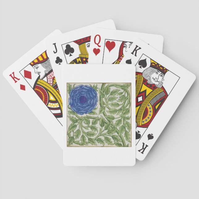 Plant with a blue flower (w/c on paper) playing cards (Back)