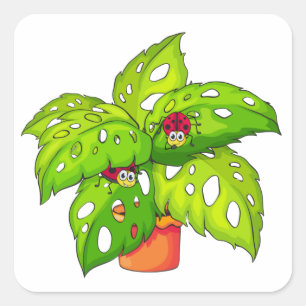 Plant with Lady Bugs Square Sticker