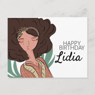 Plant Woman Character Lover Birthday Postcard