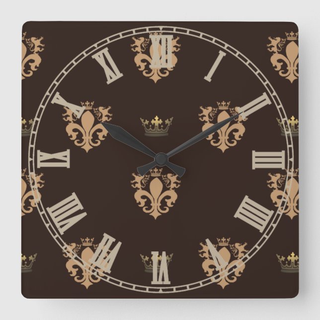 plantagenet symbol pattern square wall clock (Front)