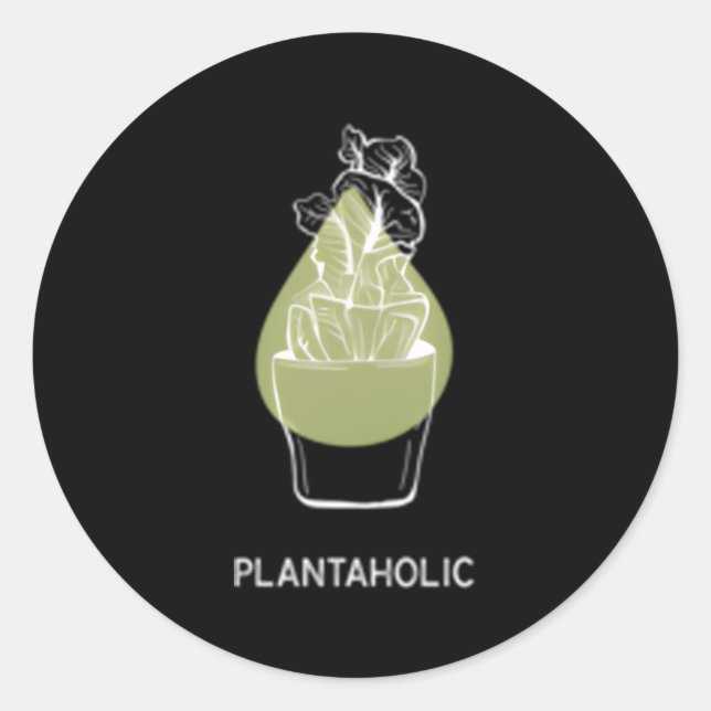 Plantaholic Sustainability With Hand Drawn Potted  Classic Round Sticker (Front)
