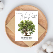 Planted New Roots Address Oak Tree Watercolor Move