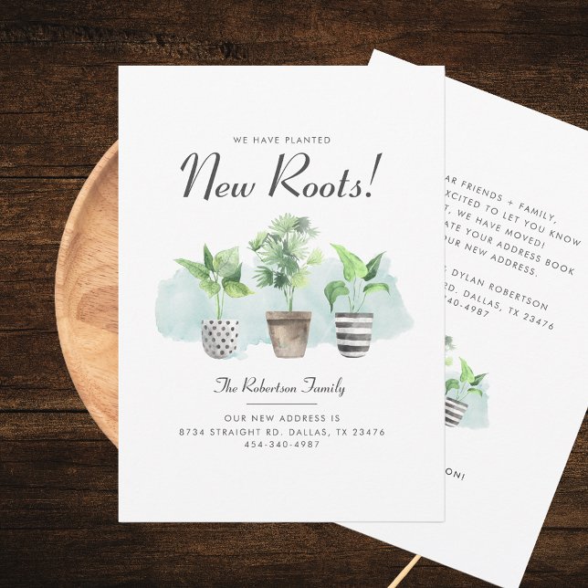 Planted New Roots Boho Plants Moving Address  Announcement (Change of Address New Roots Moving Announcement Boho Potted Plants)