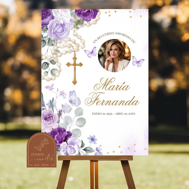 Plantilla para Programa Funerario Floral Morado Programme (Creator Uploaded)