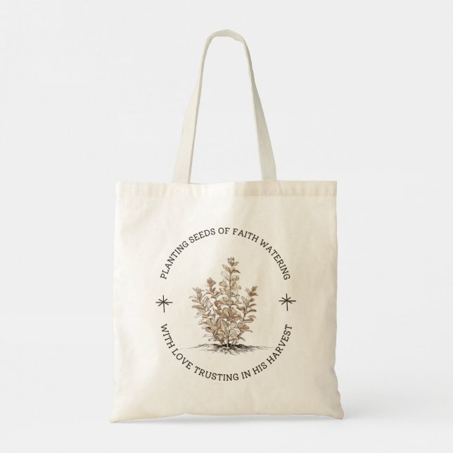 Planting Seeds of Faith Christian Gardener  Tote Bag (Back)