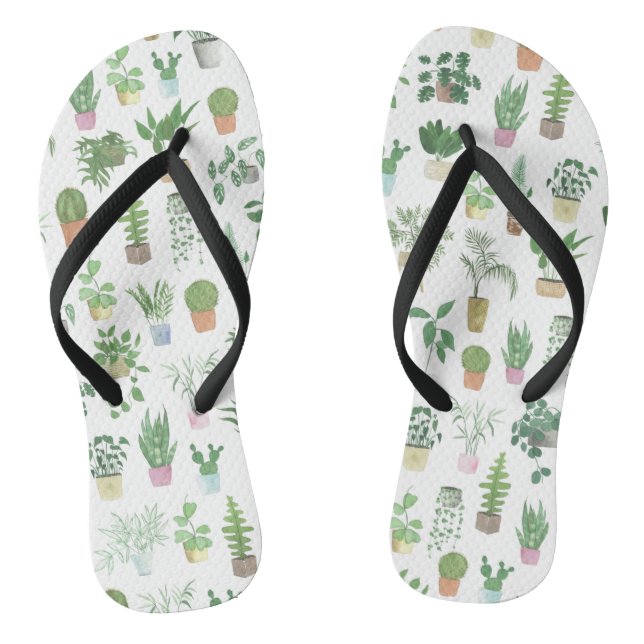 Plantita House Plants and Pots Pattern Jandals (Footbed)