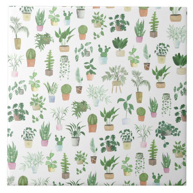 Plantita House Plants and Pots Pattern Tile (Front)