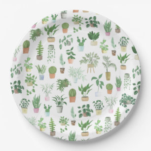Plantita House Plants and Pots Pattern Tote Bag Paper Plate