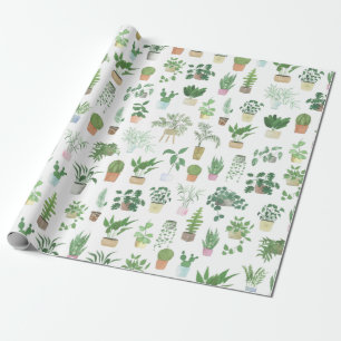 Plantita House Plants and Pots Pattern Tote Bag Wrapping Paper