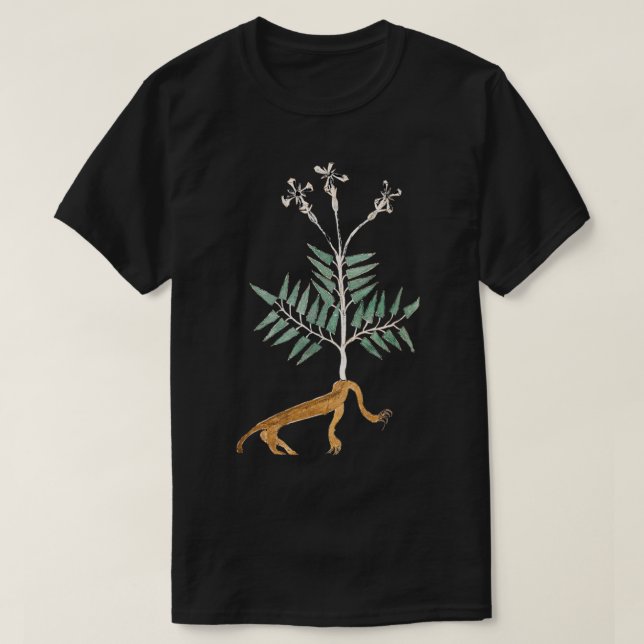 Plantlion Voynich Manuscript Plant Illustration T-Shirt (Design Front)