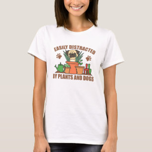 Plants And Dogs Funny Pug In The Garden Flower T-Shirt