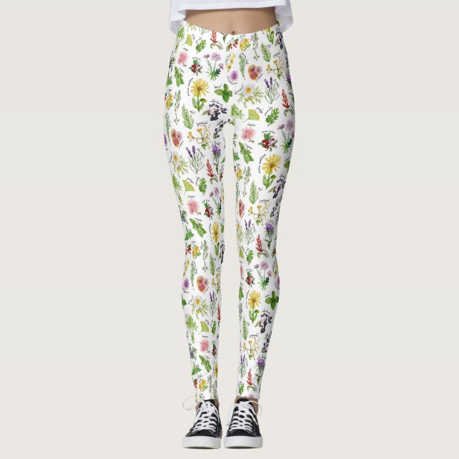 Plants and Herbs Alphabet Leggings (Front)