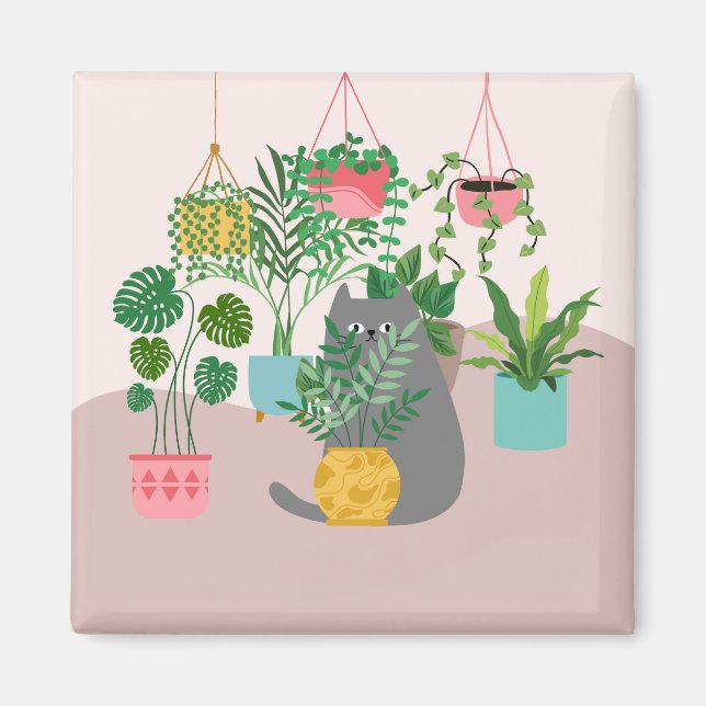  Plants Cat Magnet (Front)
