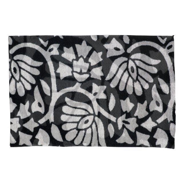 Plants, flowers, abstract black-white tablecloth. pillowcase (Front)