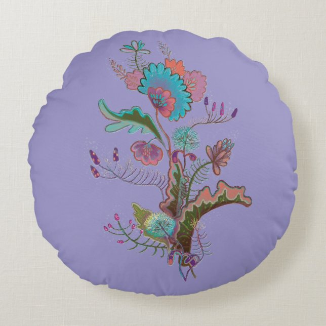  plants illustration Round Pillow (Front)