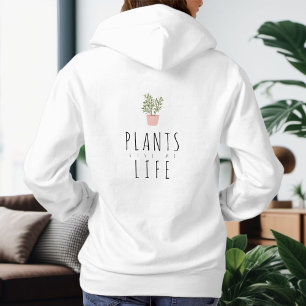 Plants Life trendy graphic and typography back Hoodie