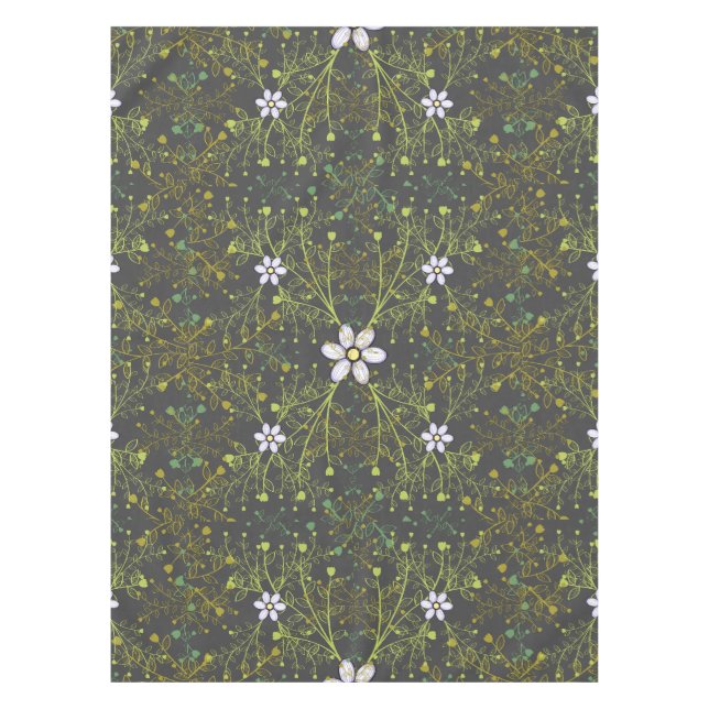 Plants pattern 10bx4 DGrey BG Tablecloth (Front)