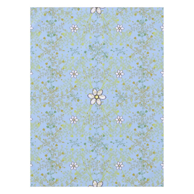 Plants pattern 10bx4 Lblue BG Tablecloth (Front)