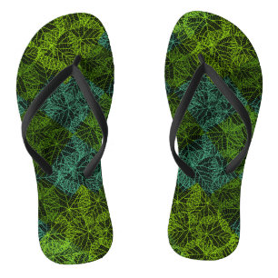 Plants pattern.11b Black BG Jandals