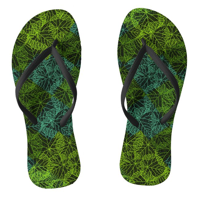 Plants pattern.11b Black BG Jandals (Footbed)