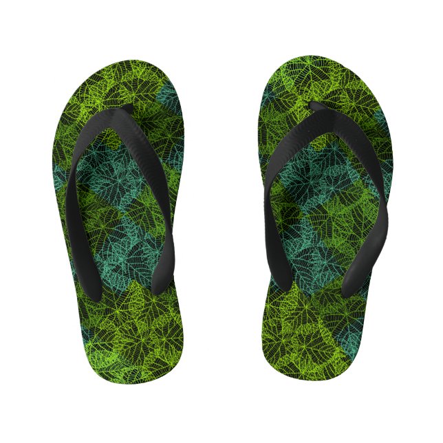 Plants pattern.11b Black BG Kid's Jandals (Footbed)