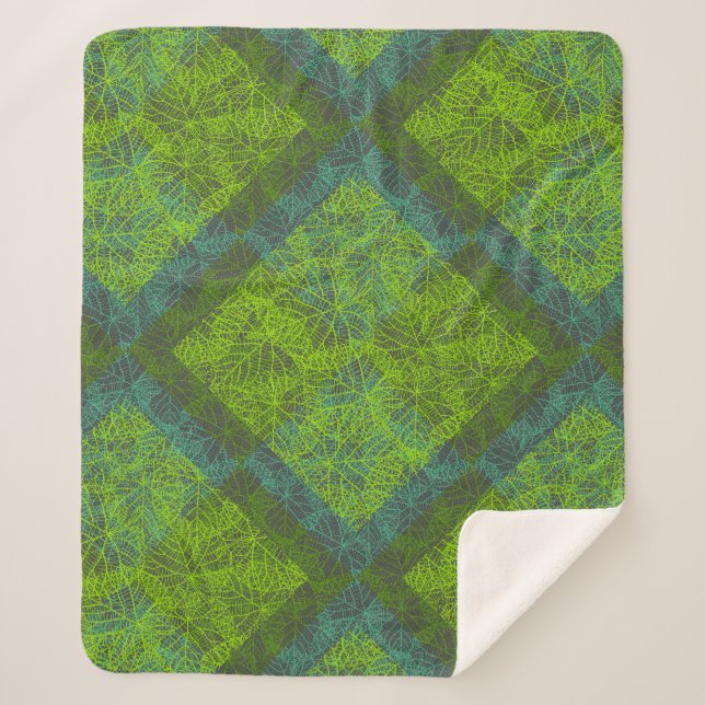 Plants pattern.12c DGrey BG Sherpa Blanket (Front)