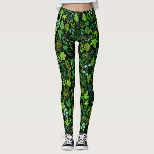 Plants pattern.14b Black BG Leggings
