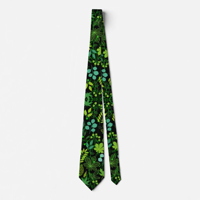 Plants pattern.14b Black BG Tie (Front)